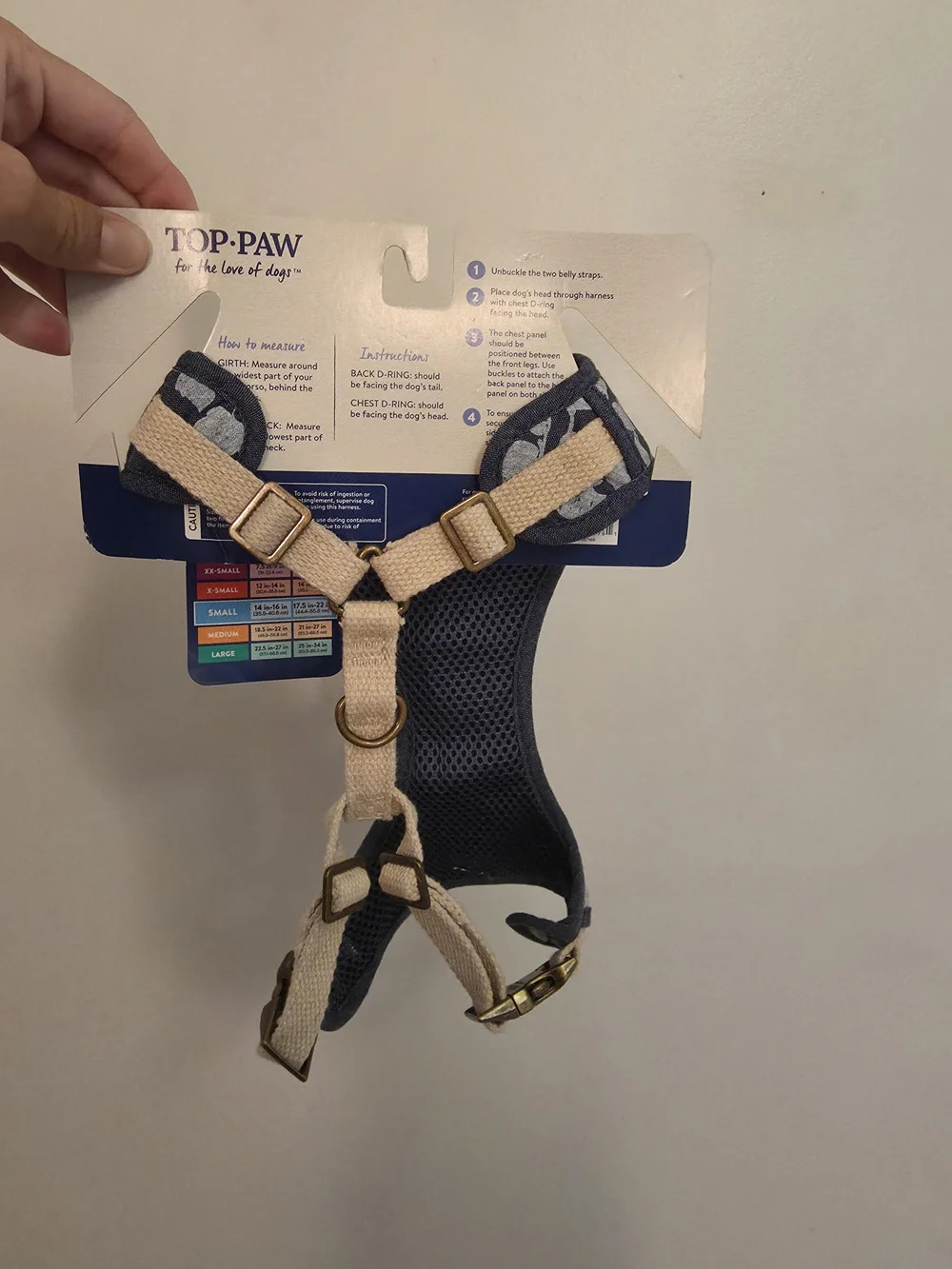 Top Paw Small Adjustable Dog Harness in Navy Floral